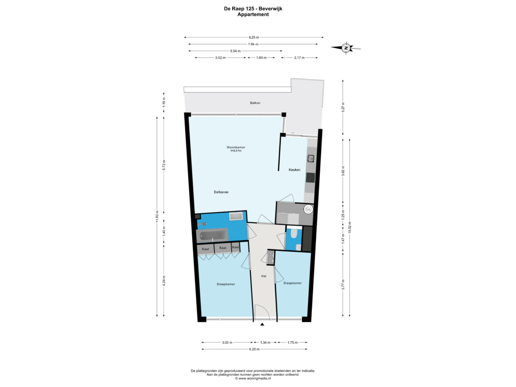 Bekijk plattegrond van Appartement van de Raep 125