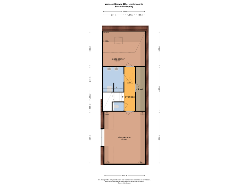 View floorplan of EERSTE VERDIEPING of Varsseveldseweg 22-H