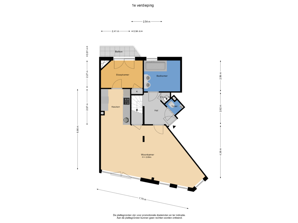 Bekijk plattegrond van 1e verdieping van Amstelveenseweg 151-1