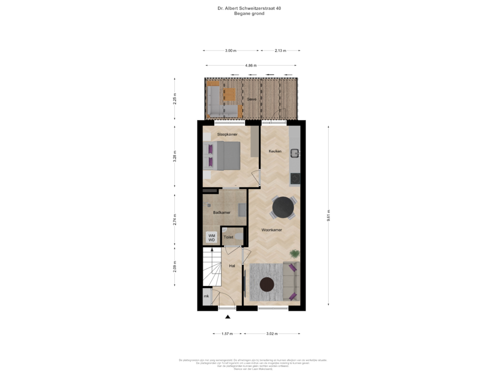 Bekijk plattegrond van Begane grond van Dr. A. Schweitzerstraat 40