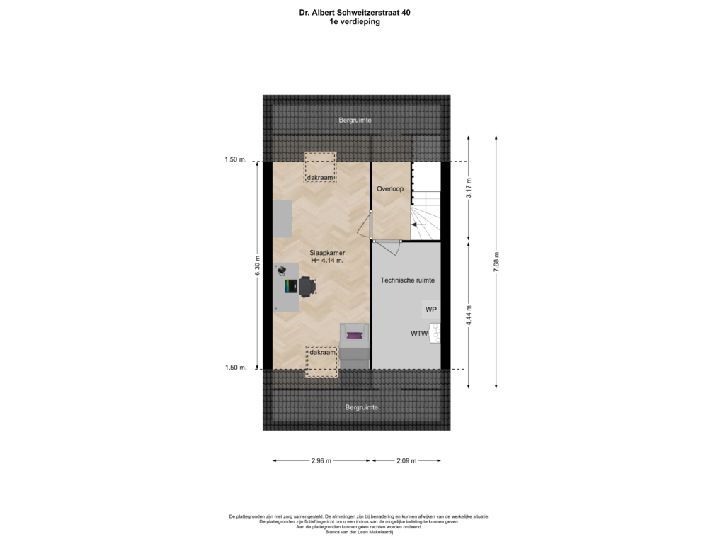 Bekijk plattegrond van 1e verdieping van Dr. A. Schweitzerstraat 40