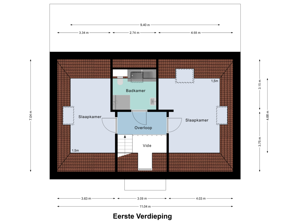 Bekijk plattegrond van Eerste Verdieping van Elzenlaan 19