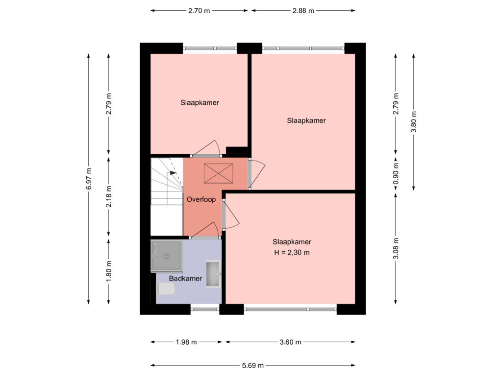 Bekijk plattegrond van 1e verdieping van Koperslager 10