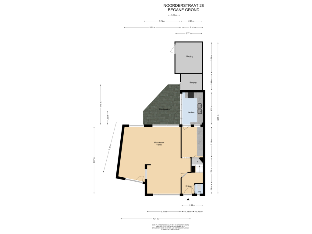 Bekijk plattegrond van Begane grond van Noorderstraat 28