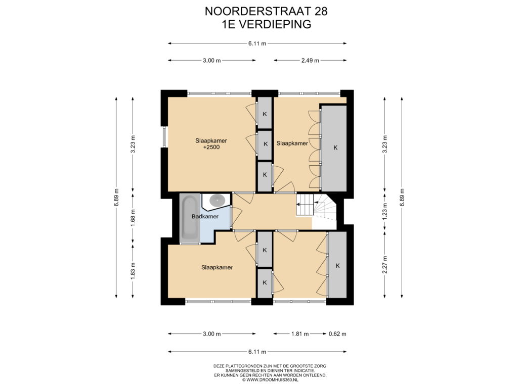 Bekijk plattegrond van 1E Verdieping van Noorderstraat 28