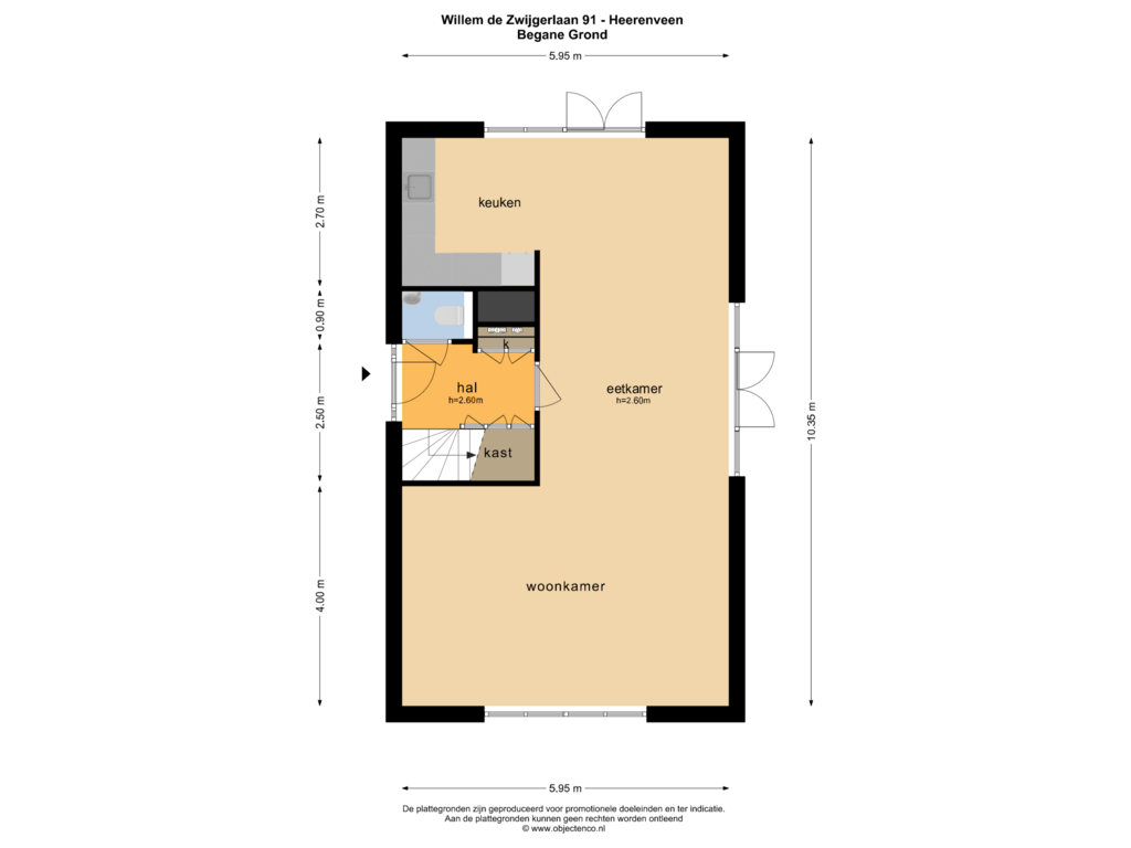 View floorplan of BEGANE GROND of Willem de Zwijgerlaan 91