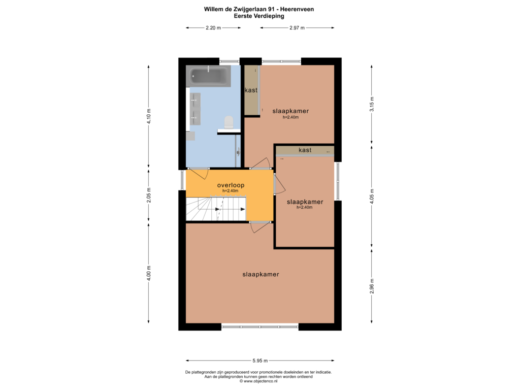 View floorplan of EERSTE VERDIEPING of Willem de Zwijgerlaan 91