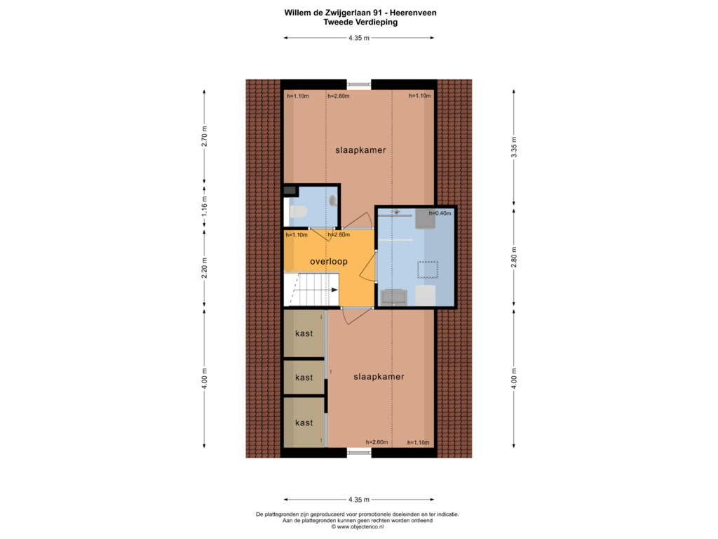 View floorplan of TWEEDE VERDIEPING of Willem de Zwijgerlaan 91