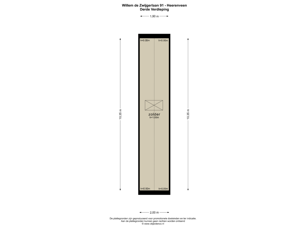 View floorplan of DERDE VERDIEPING of Willem de Zwijgerlaan 91