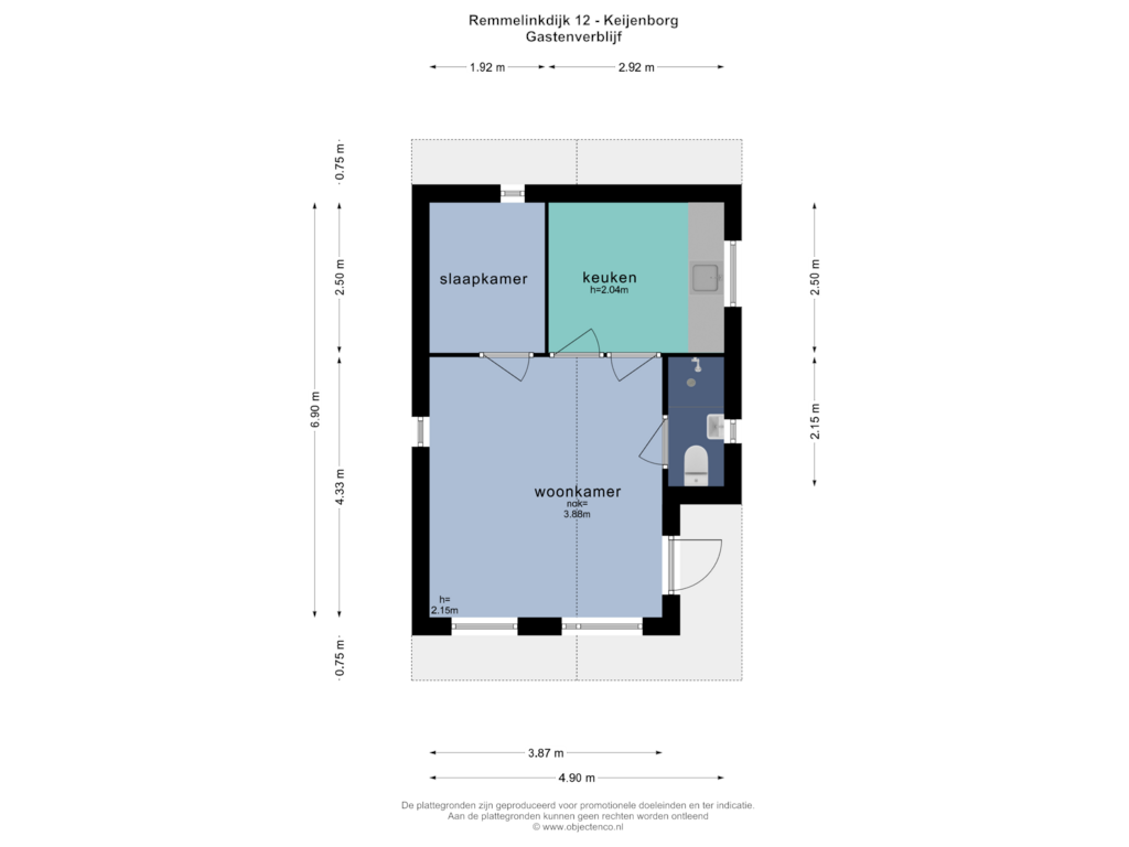 Bekijk plattegrond van GASTENVERBLIJF van Remmelinkdijk 12