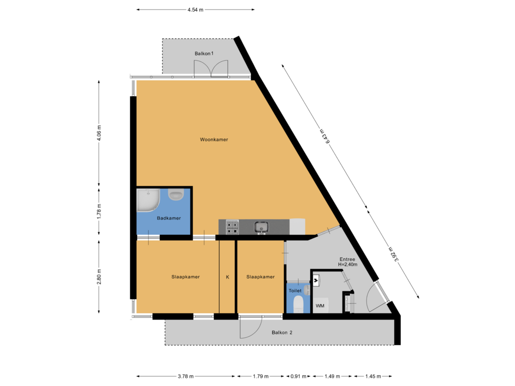 Bekijk plattegrond van Appartement van Pater Wijnterlaan 16-11