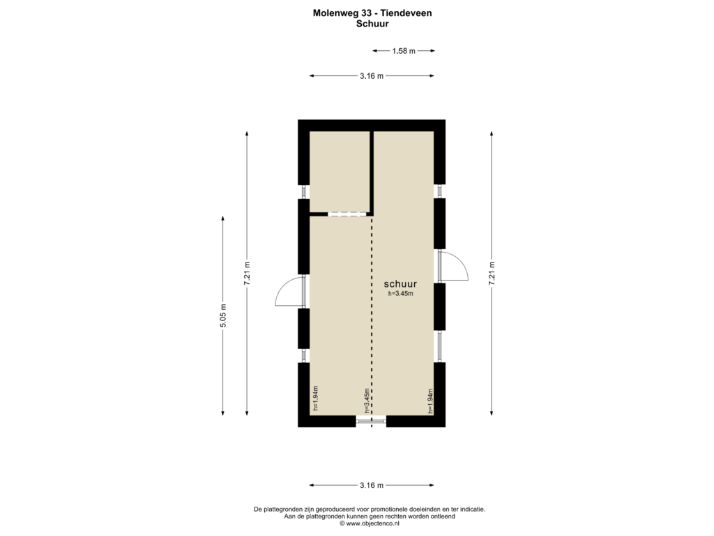 Bekijk plattegrond van SCHUUR van Molenweg 33