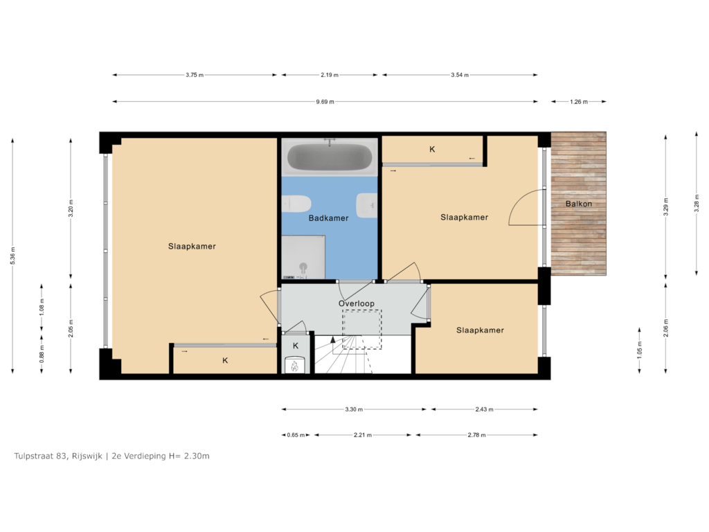 View floorplan of 2e Verdieping of Tulpstraat 83