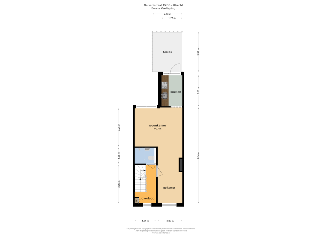 Bekijk plattegrond van EERSTE VERDIEPING van Galvanistraat 15-BS