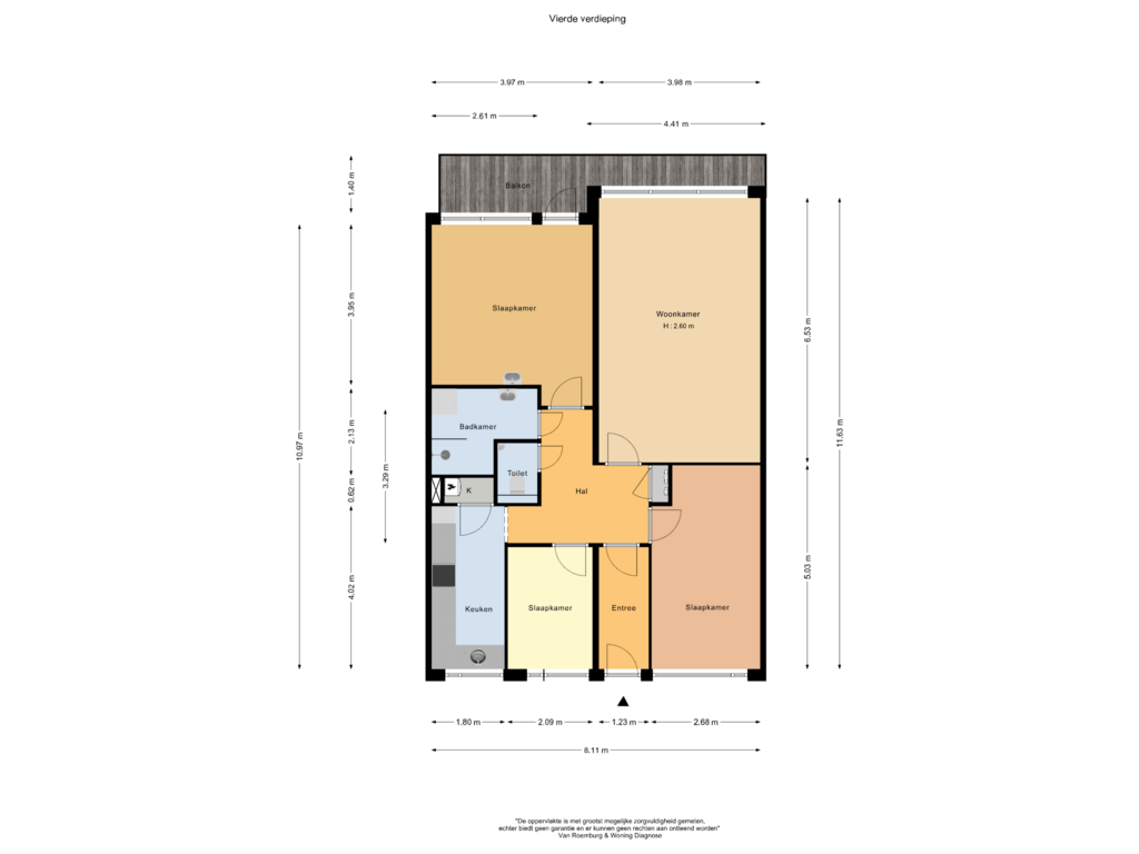 Bekijk plattegrond van Vierde verdieping van Meidoornweg 220