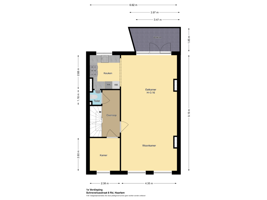 View floorplan of 1e Verdieping of Schreveliusstraat 8-RD