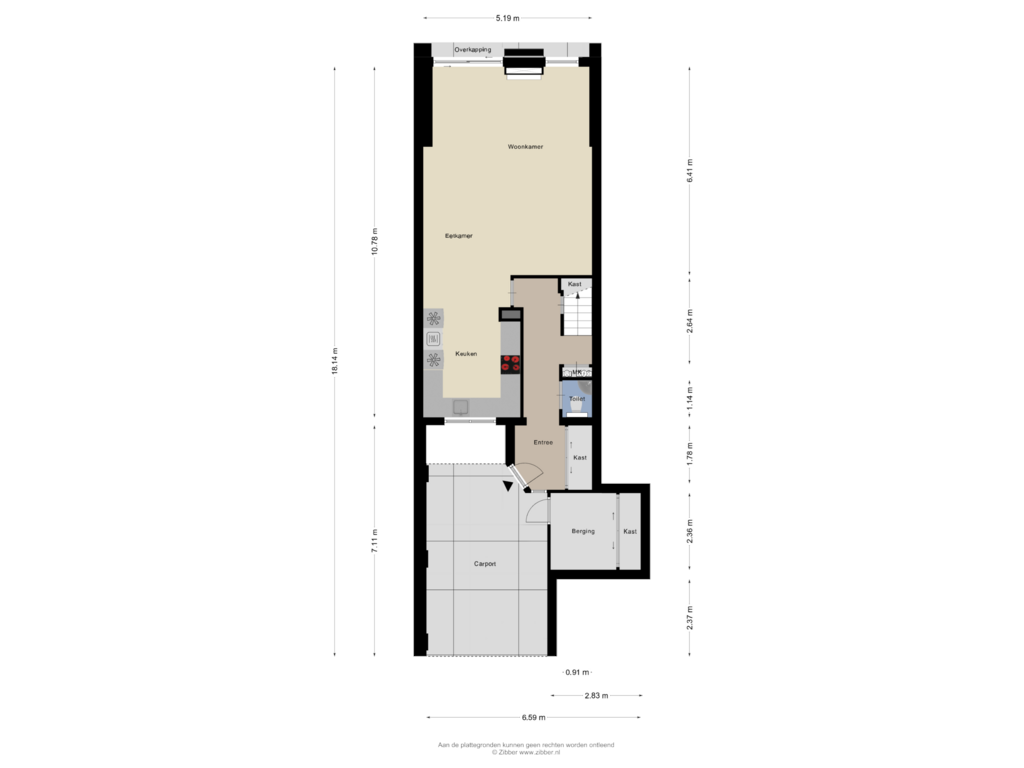 View floorplan of Begane Grond of Distelvink 45