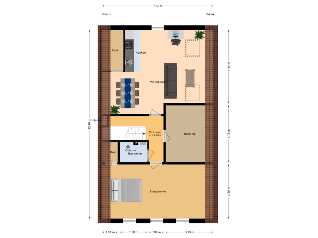 View floorplan of Tweede verdieping of Lollestraat 23