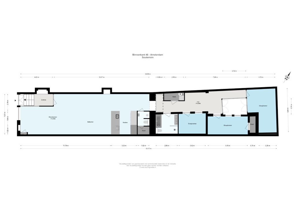 View floorplan of Souterrain of Binnenkant 46-A