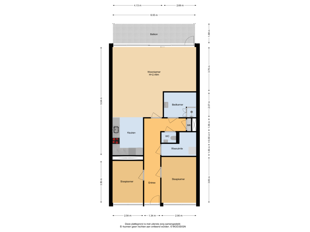 View floorplan of Appartement of P.C. Boutensstraat 238