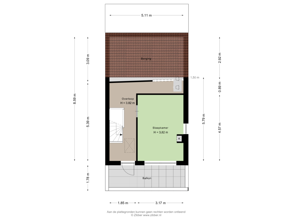 Bekijk plattegrond van Tweede verdieping van Vondelstraat 19