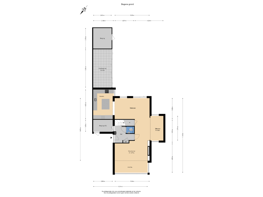 Bekijk plattegrond van Begane grond van Robijnplantsoen 2