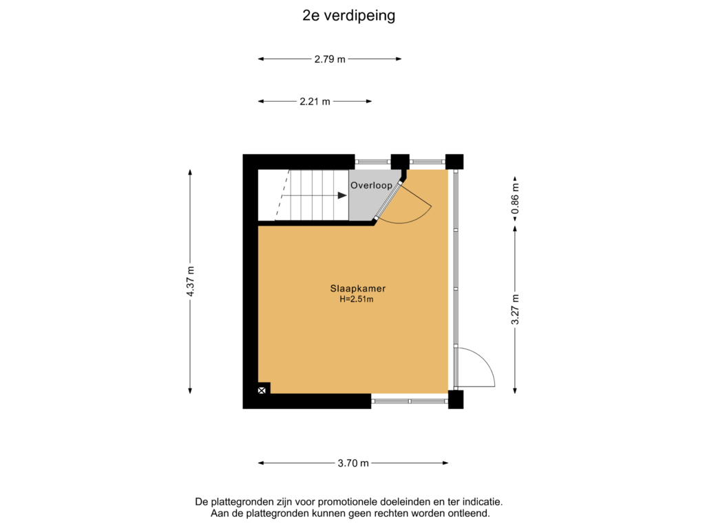 Bekijk plattegrond van 2e verdiieping van Robijnplantsoen 2