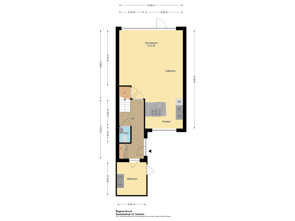 View floorplan of Begane Grond of Sowetostraat 12