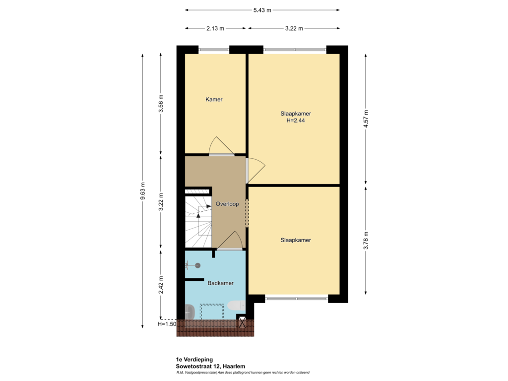 View floorplan of 1e Verdieping of Sowetostraat 12