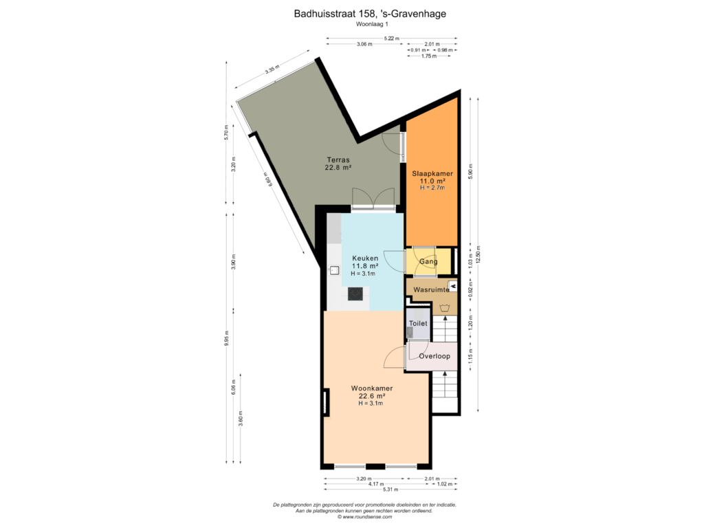 Bekijk plattegrond van Woonlaag 1 van Badhuisstraat 158