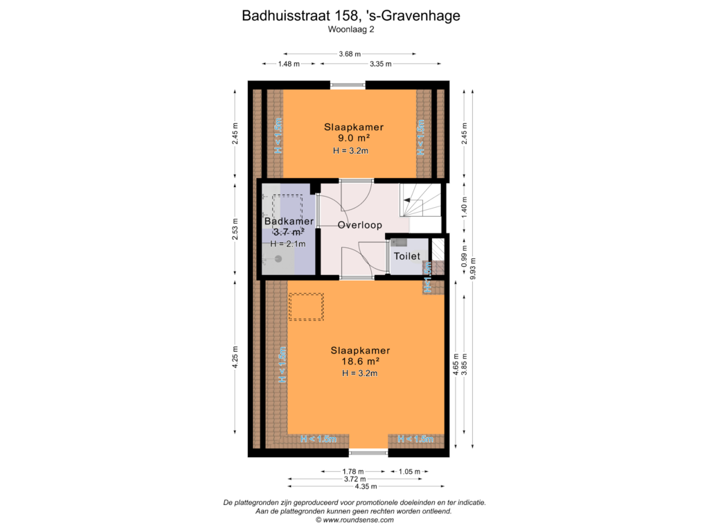 Bekijk plattegrond van Woonlaag 2 van Badhuisstraat 158