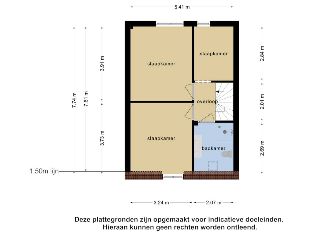 View floorplan of 1e verdieping of de Wieken 27