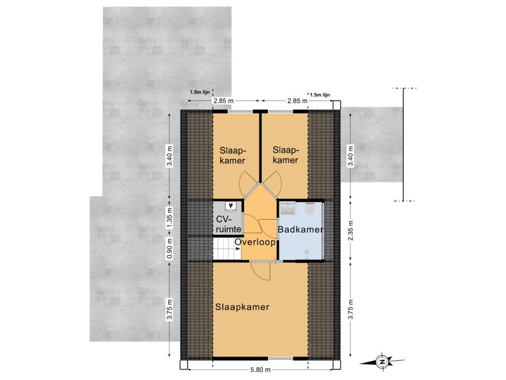 Bekijk plattegrond van 1e Verdieping van Marne 45