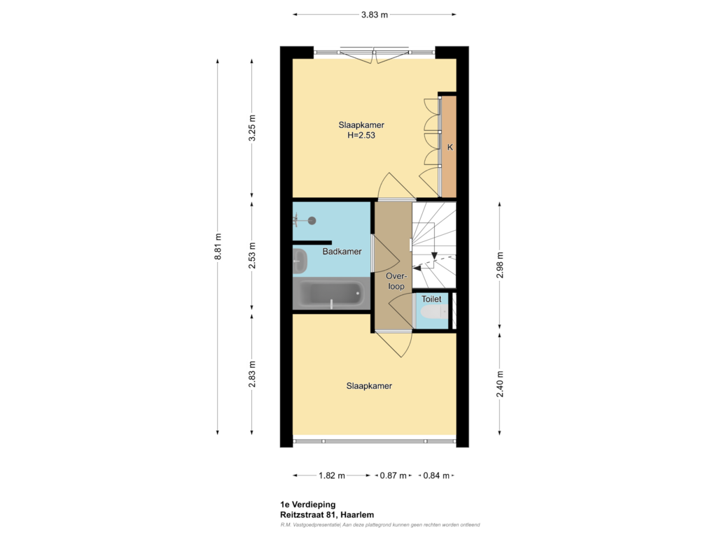 View floorplan of 1e Verdieping of Reitzstraat 81