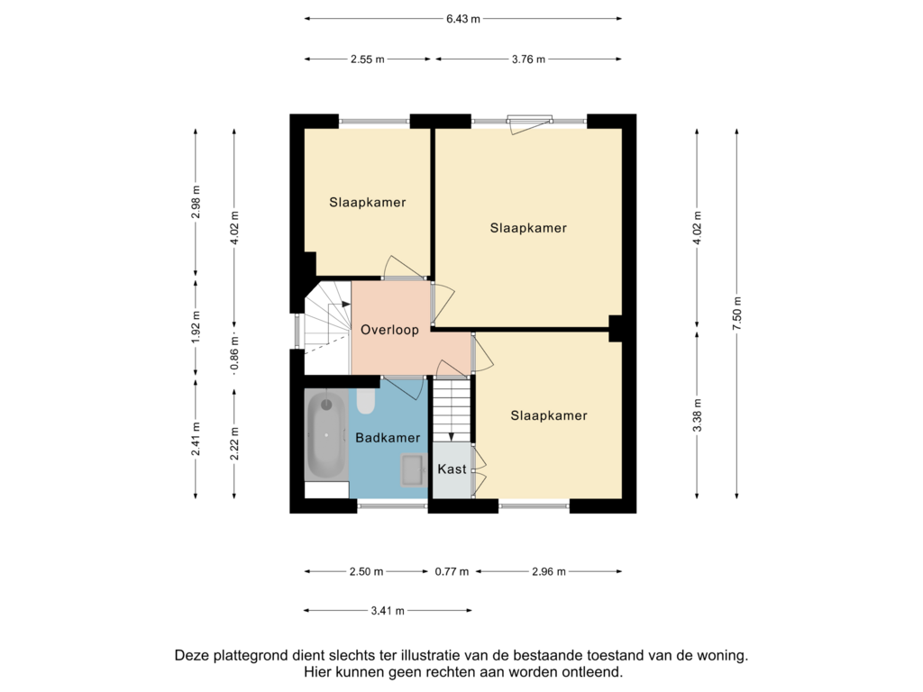 View floorplan of Verdieping of Gatestraat 67