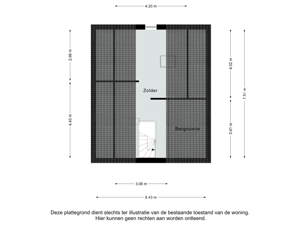 View floorplan of Zolder of Gatestraat 67