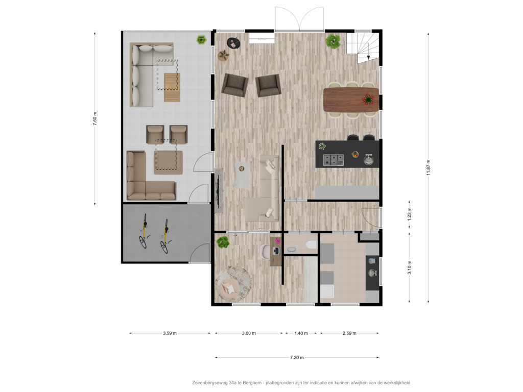 View floorplan of Zevenbergseweg 34a te Berghem - begane grond of Zevenbergseweg 34-A