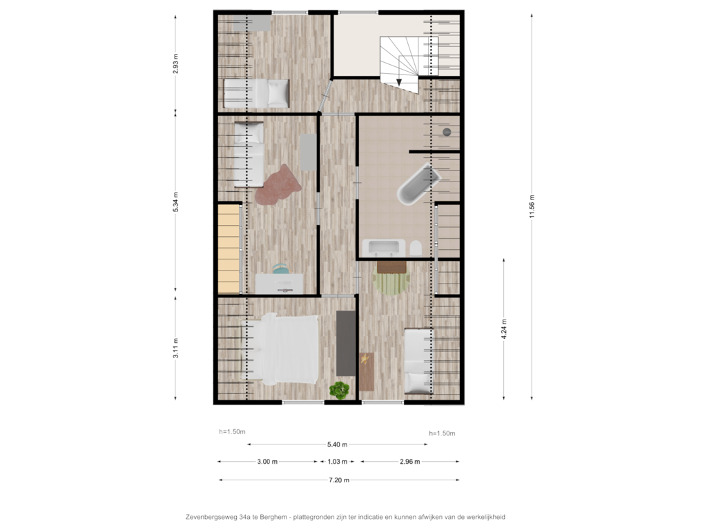 View floorplan of Zevenbergseweg 34a te Berghem - eerste verdieping of Zevenbergseweg 34-A