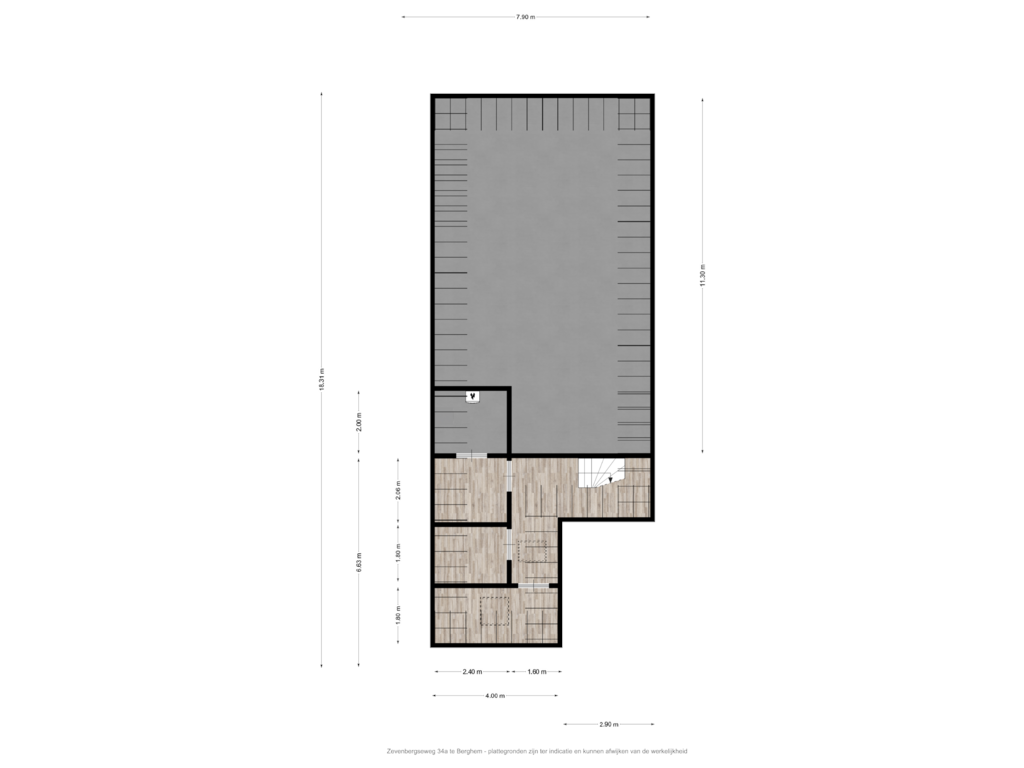 View floorplan of Zevenbergseweg 34a te Berghem - bijgebouw verdieping of Zevenbergseweg 34-A