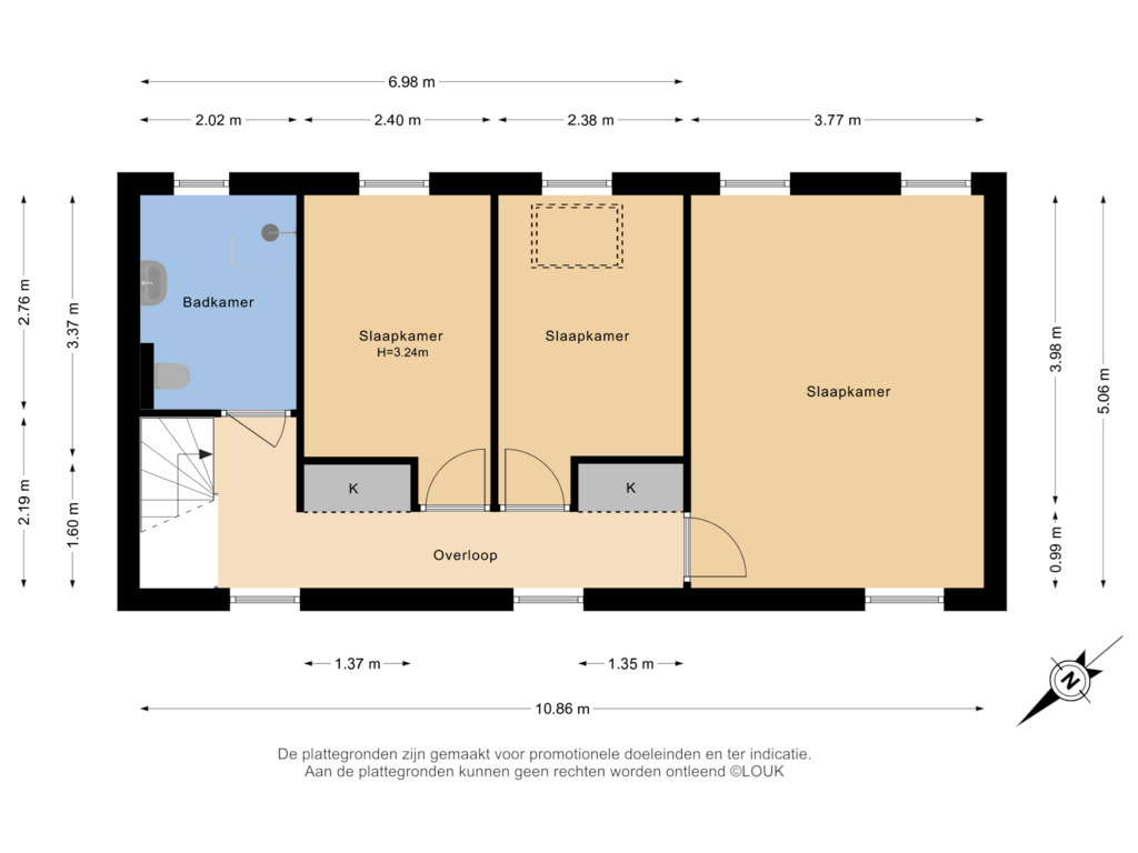 View floorplan of 2e Verdieping of Bartholomeuslaan 36