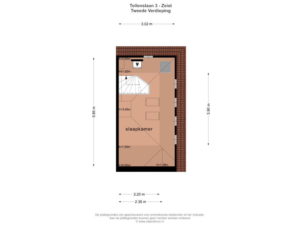 View floorplan of TWEEDE VERDIEPING of Tollenslaan 3