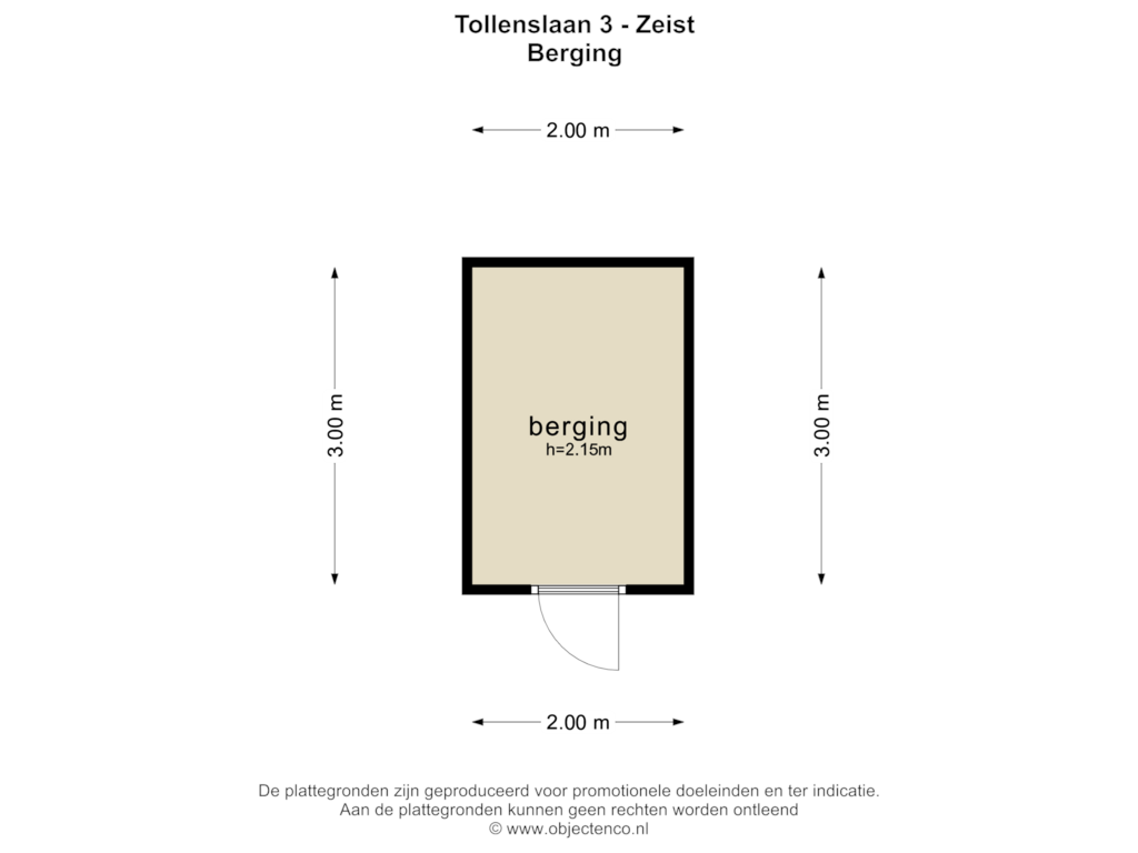 View floorplan of BERGING of Tollenslaan 3