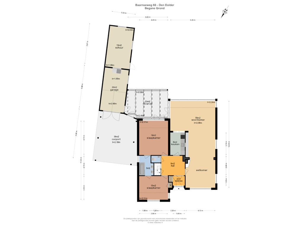 View floorplan of BEGANE GROND of Baarnseweg 66