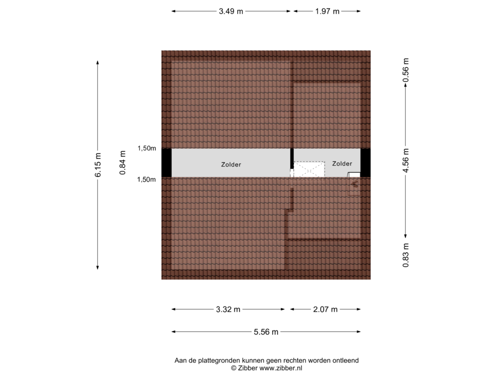 Bekijk plattegrond van Zolder van Harfsenstraat 5