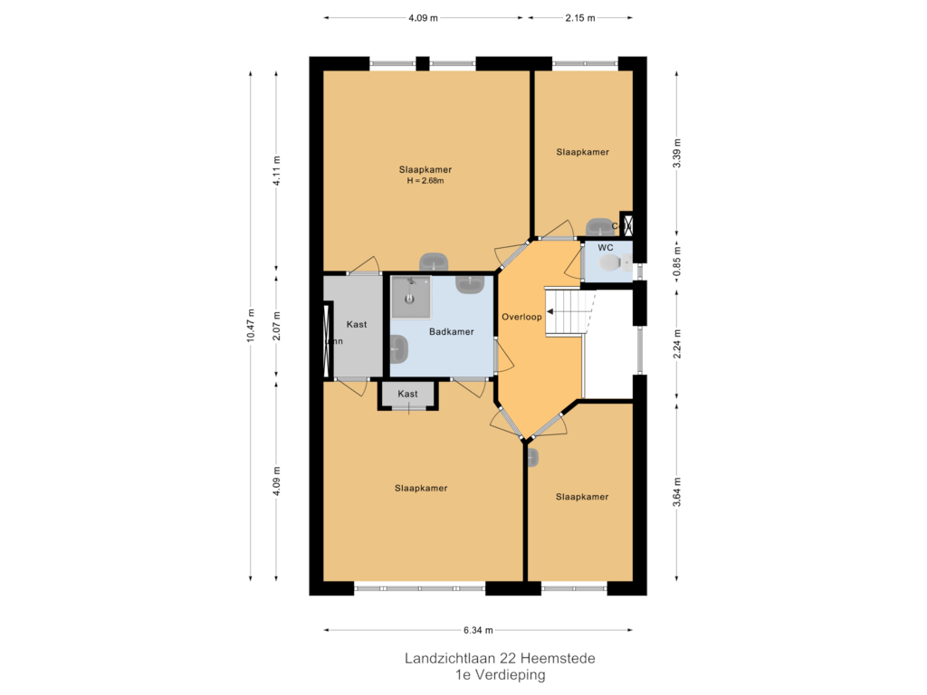 View floorplan of 1e Verdieping of Landzichtlaan 22