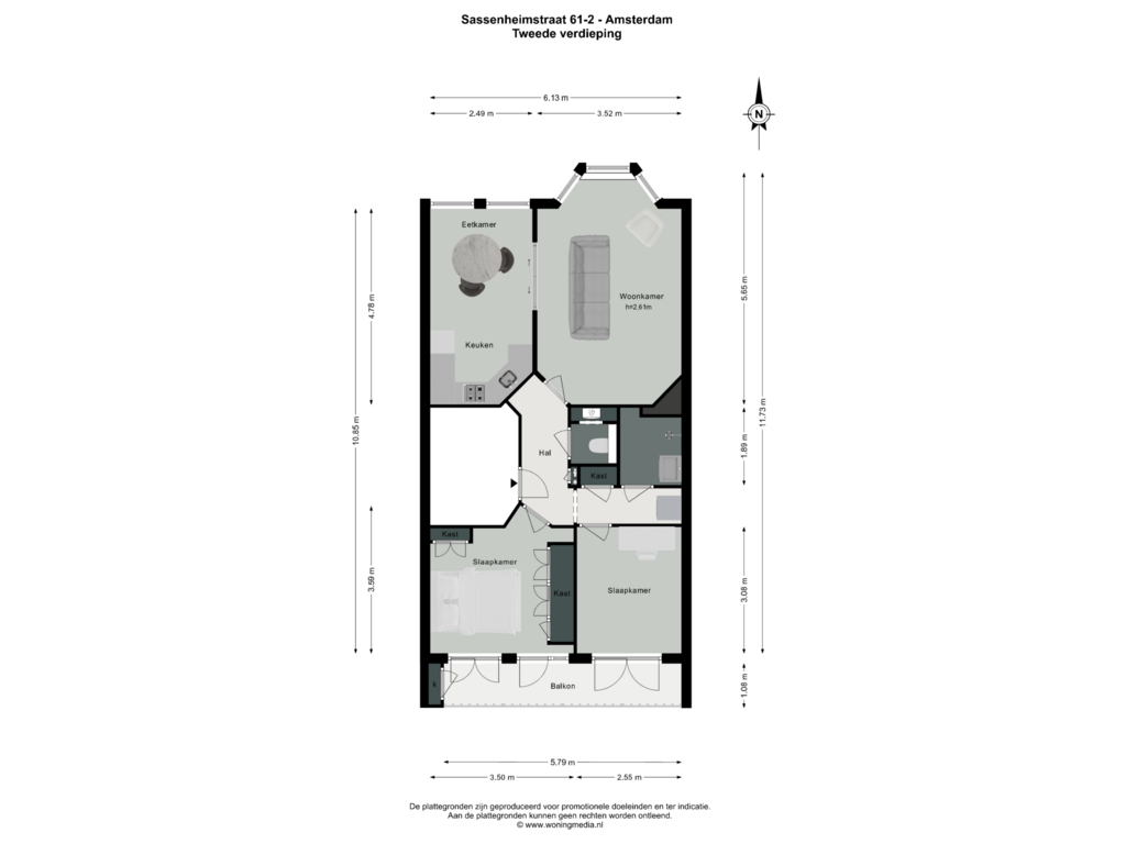 Bekijk plattegrond van 2e verd van Sassenheimstraat 61-2