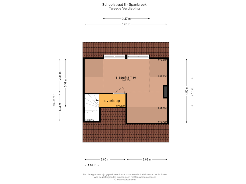 Bekijk plattegrond van TWEEDE VERDIEPING van Schoolstraat 8