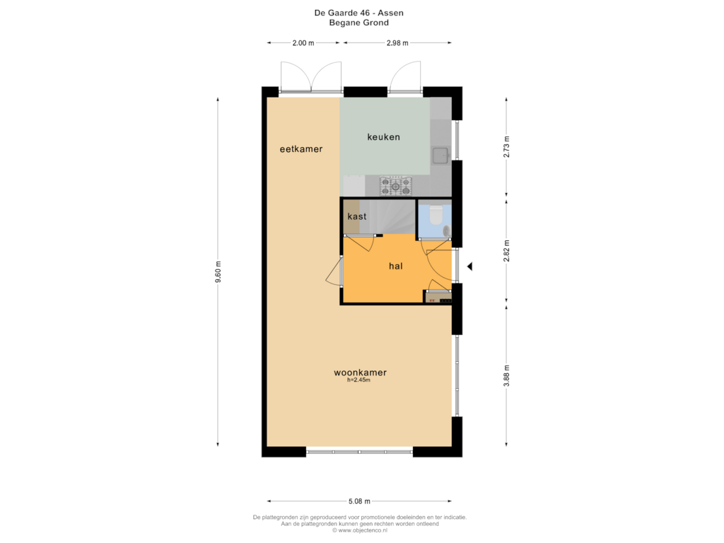 Bekijk plattegrond van BEGANE GROND van De Gaarde 46