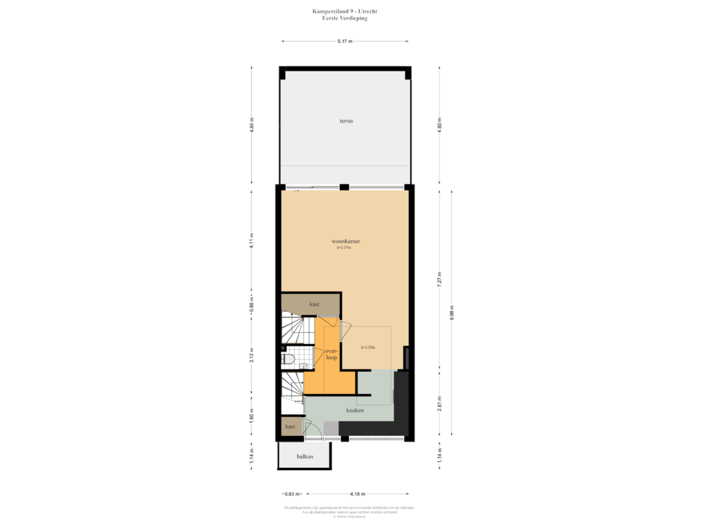 View floorplan of Eerste Verdieping of Kampereiland 9