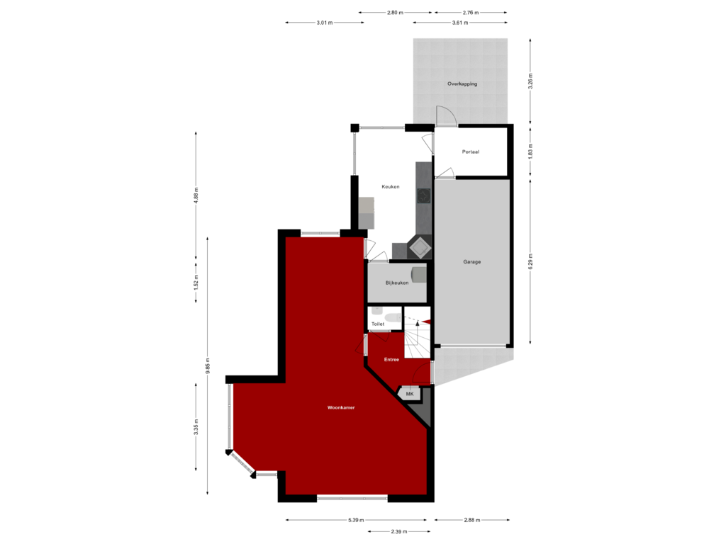 Bekijk plattegrond van Begane grond van Oude Dijk 9